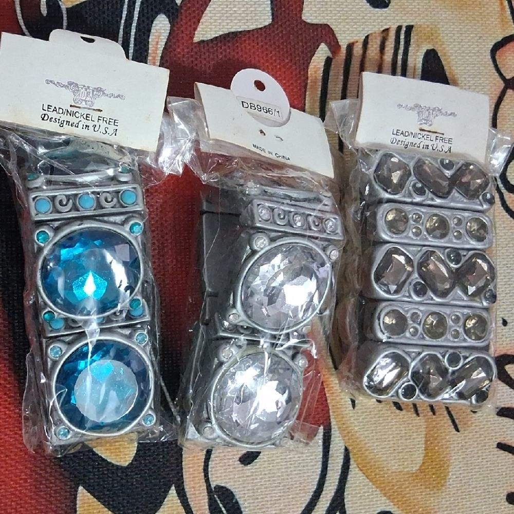 Silver and Blue Beaded Bracelets